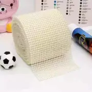 9M ROLL IVORY MESH WRAP FLATBACK 3MM PEARL BEADS TRIMMING RIBBON 24 ROWS CRAFT