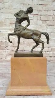 Signed Original Italian Artist Aldo Vitaleh Centaur with Beige Marble Base
