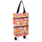 Folding Shopping Bag with Wheels 66lb Reusable Collapsible Grocery Cart White