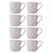 8PK Mikasa 360ml Textured Purple Swirl Coffee Mug Cup Stoneware Drinkware Purple