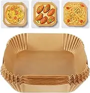 Air Disposable Paper Liners, Square Air Fryer Paper Liner Non-Stick Baking Paper Liners 16/20CM (100, S (16x16x4.5cm))