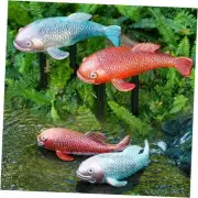 Koi Fish Decor, Set of 2 Antique Koi Garden Statues Art, Pond Accessories,