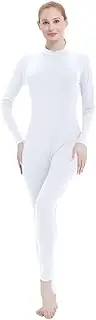 [Kninmdor] Women Unitard Dance Bodysuit High Neck Dancer Leotard Full Body Suits One Piece Long Sleeve Turtleneck Jumpsuit