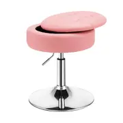 Giantex 360° Swivel Vanity Stool w/Flipped Lid PU Leather Makeup Storage Chair Round Storage Ottoman for Living Room Bedroom Pink