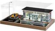 Simulation Car Garage Model 1:64 Simulation Convenience Store Street Scene car Model Parking lot Model Scene Solid Wood Light Display Box Acrylic Display Case Decoration(A)