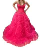 Hot Pink Formal Dress 1/2 $428 Lace-up Prom Quinceanera Paparazzi Homecoming