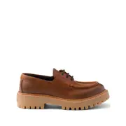 [Prada] Prada 45mm Lace-up Leather Loafers 38 IT BROWN
