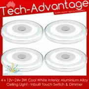 4 x 12v/24v Cool White Ceiling Surface LED Ceiling Light Touch Switch + Dimmer