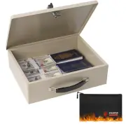Fireproof Document Box with Key Lock & Fireproof Money Bag,Safe Storage Boxfo...