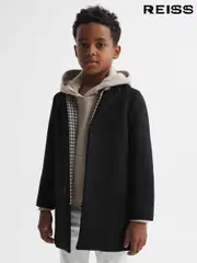 Reiss Black Gable 3-9 yrs Single Breasted Epsom Overcoat (U75093) | $195