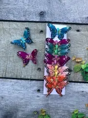 12 Feather Monarch Butterflies Bright Jewel Rainbow Assorted Colors 3inch