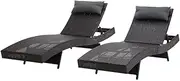 Gardeon 2X Sun Lounge Setting Outdoor Furniture Wicker Day Bed Rattan Garden Patio
