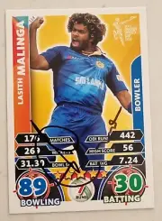 LASITH MALINGA CRICKET SIGNED IN PERSON WORLD CUP ATTAX CARD "BUY GENUINE"