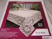 Rose Trellis Quaker Lace Tablecloth White Oblong 60"X84" Dara by Lorraine Linens