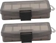 Parliky 2Pcs Fishing Bait Storage Box Lightweight Plastic Organiser for Fishing Supplies Durable Case with Compartments for Outdoor Activities Easy to Brown