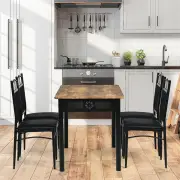 Costway5 Pieces Dining Table Set with 4 Upholstered Chairs for Coffee/Restaurant