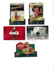 Lot of 5 Coke Phone and Cell Cards Coca - Cola