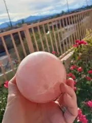 1.13 lb/ 820grams, 10.5" Circumference Natural Rose Quartz Sphere Crystal Ball