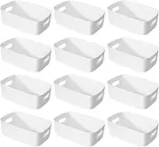 12 Pack Plastic Storage Baskets, Plastic Storage Bins, Home Kitchen Tidy Organiser with Handles for Kitchen Cupboard Office Bathroom Home