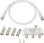 SG Store 3-Way Antenna Distributor Set for Cable TV DVB-T2 DVBC F Socket Doaxial Box Television CATV Satellites DC Pass 3D 4K Digital HD