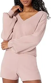 [The Drop] Women's Mia Bell Sleeve V-Neck Supersoft Sweater, Zephyr Pink, 3X, Plus Size