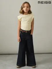 Reiss Lemon Sadie 9-13 yrs Cotton Jersey Cap Sleeve Ruched Top (AY7524) | $50