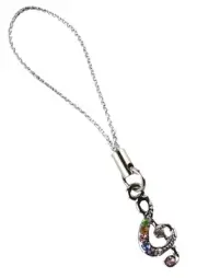 NEW Mobile phone charm music treble clef encrusted with coloured bling free post