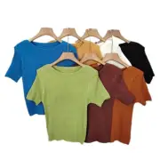 Sleek Womens Round Neck Knitted Sweater in Lightweight Ice Silk Material