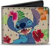 [Buckle-Down] Men's Stitch Winking Pose + Ohana Means Family/Tropical Icons, Multicolor, Standard Size