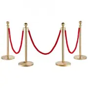 Crowd Control Stanchion Posts with 3 Red Velvet Ropes Fillable Base for Events
