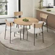 Oikiture 1.1m Dining Table Set with 4pcs Corduroy Chairs Kitchen Furniture