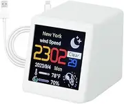 Smart Wi-Fi Weather Station - Digital Weather Forecast, Alarm Clock Home Decoration | Indoor Weather Station with Air Quality Monitor, Smart Weather Station for Office, Bedroom, Living Room