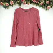 Eddie Bauer Solstice Rib Knit Long Sleeve Crew Neck in Cinnabar XL