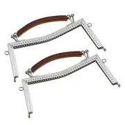 2pcs Metal Purse Frames Kiss Lock Clasp Frame Embossed Clutch Frame Silver