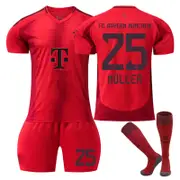 Beakey Bayern Home MULLER #25 Soccer Jersey for Kids Adult 3 Pcs Outfits