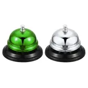 2 Pcs Call Bell, 85mm/3.35" Desk Bell Service Dinner Bell(Green+Silver)