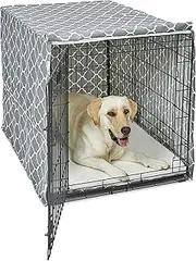 New World Dog Crate Cover Featuring Teflon Fabric Protector, Dog Crate Cover Fits New World & Midwest 42-Inch Dog Crates, Light Gray Designer Pattern