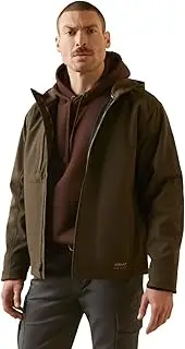 [ARIAT] Men's Rebar Stretch Canvas Softshell Hooded Logo Jacket - Wren/Black, 3X-Large