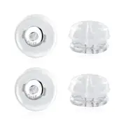 2 Pairs 14K Real White Gold Earring Backs Hypoallergenic Soft Clear Silicone ...