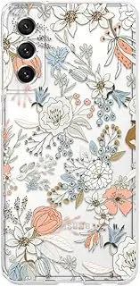 [CrazyLemon] for Samsung Galaxy A73 5G Case Clear Silicone Cute Aesthetic Floral Design for Women Girls Transparent Ultra Thin Slim Soft TPU Rubber Shockproof Protective Case Cover - Pink White Flowers