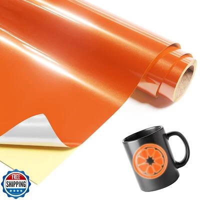 IROHTV Pearlescent Glossy Orange Vinyl Permanent, Glossy Orange Adhesive Viny