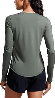 CRZ YOGA Lightweight Long Sleeve Workout Shirts for Women Gym Running Fall Tshirts High Neck Athletic Training Tops