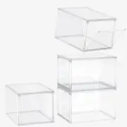 Sewup Clear Shoe Storage Boxes Stackable, 4 pack Front Door-4pcs, Transparent
