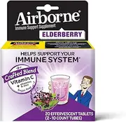 Elderberry Extract + Vitamin C 1000mg (per serving) - Effervescent Tablets (20 count in a box), Gluten-Free Immune Support Supplement, With Vitamins A C E, Zinc, Selenium, Sugar Free