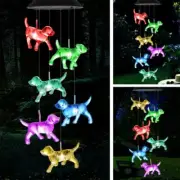 Dog Wind Chimes Solar Dog Light Unique Birthday Gifts for Women crystal dog