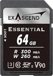 Essential 64GB SDXC UHS-II V90 Memory Card 4K UHD up to 260MB/s Write Speeds, UHS-II, Class 10, U3, V90 Camera SD Memory Card