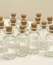 *Miniature Glass Cork Lid Bottles -7 Pack Mini Glass Containers Crafter's Square