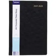 J.Burrows A4 Day to Page Textured FY25/26 Diary Black