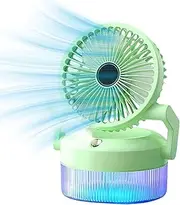 DAWCBVJQ Fan with Mist - Air Circulator USB Rechargeable - Multipurpose Foldable Lighted Misting Fan for Tent School Outdoor Gym Beach Camping Garden Desk