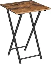 HOOBRO Folding TV Tray Table, Wooden Side Table, Portable Sofa Small Table, Industrial Snack Table End Table for Small Spaces, Space-Saving, Easy to Install and Fold, Rustic Brown and Black BF27BZ01